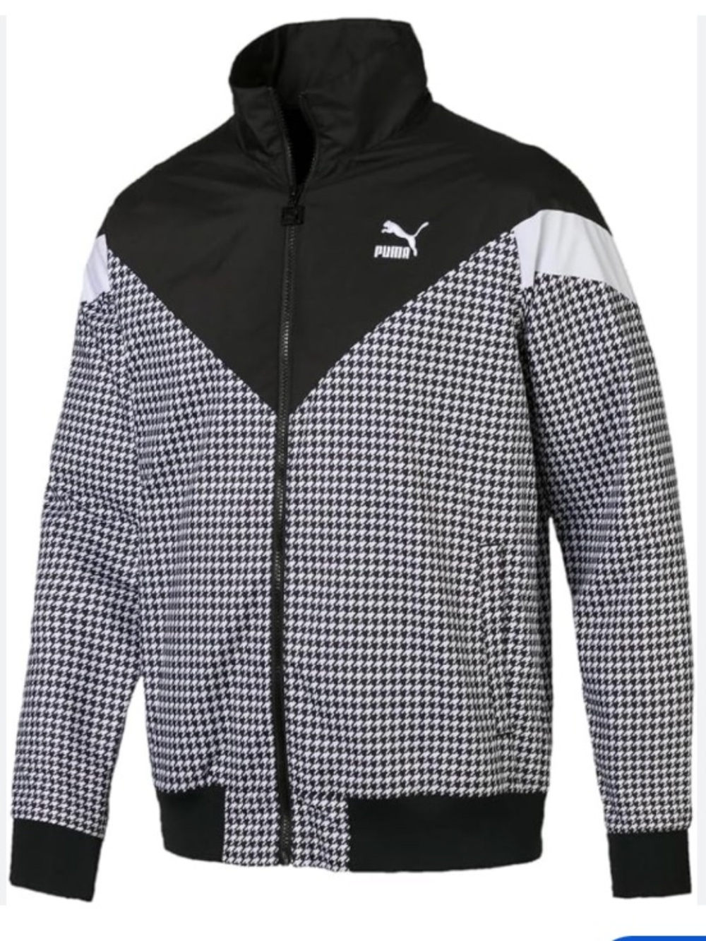 Puma Men's MCS Track Jacket Black & White Houndstooth, Size XL